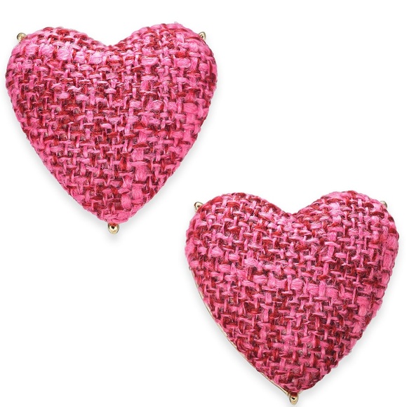 INC International Concepts Jewelry - INC Gold Tone Tweed Heart Stud Earrings NWT